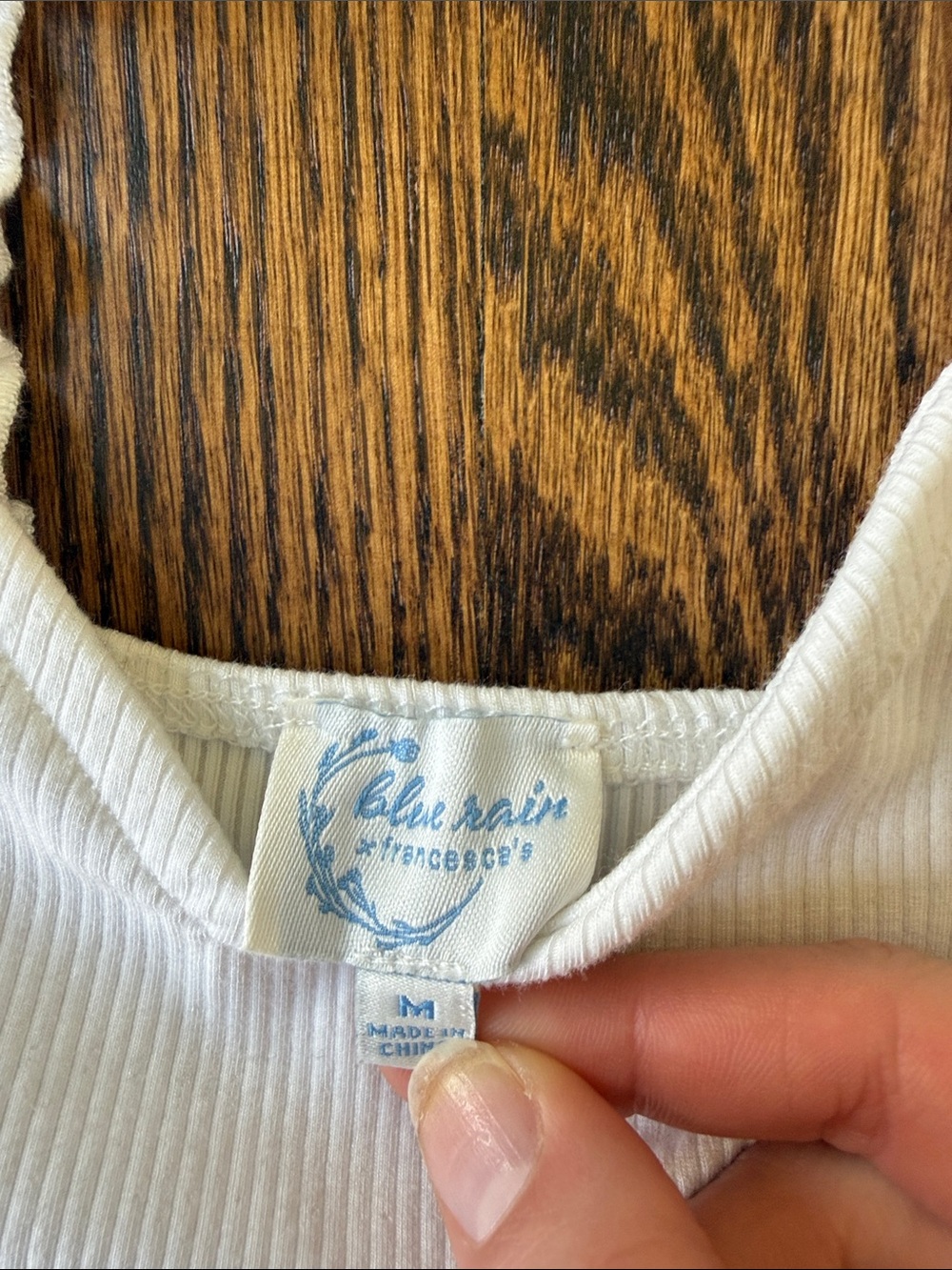 Francesca's Collections Cream Ruffle Strap Ribbed Bodysuit - Picture 2 of 4